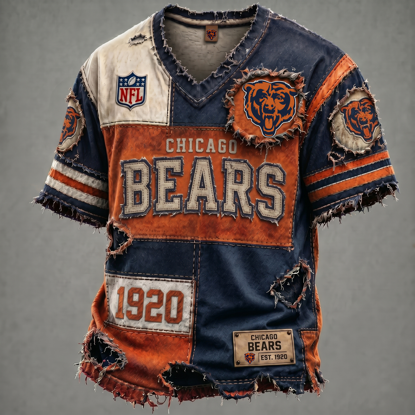 CHI X NFL Premium V-Neck T-shirt Gift For Fans 0106