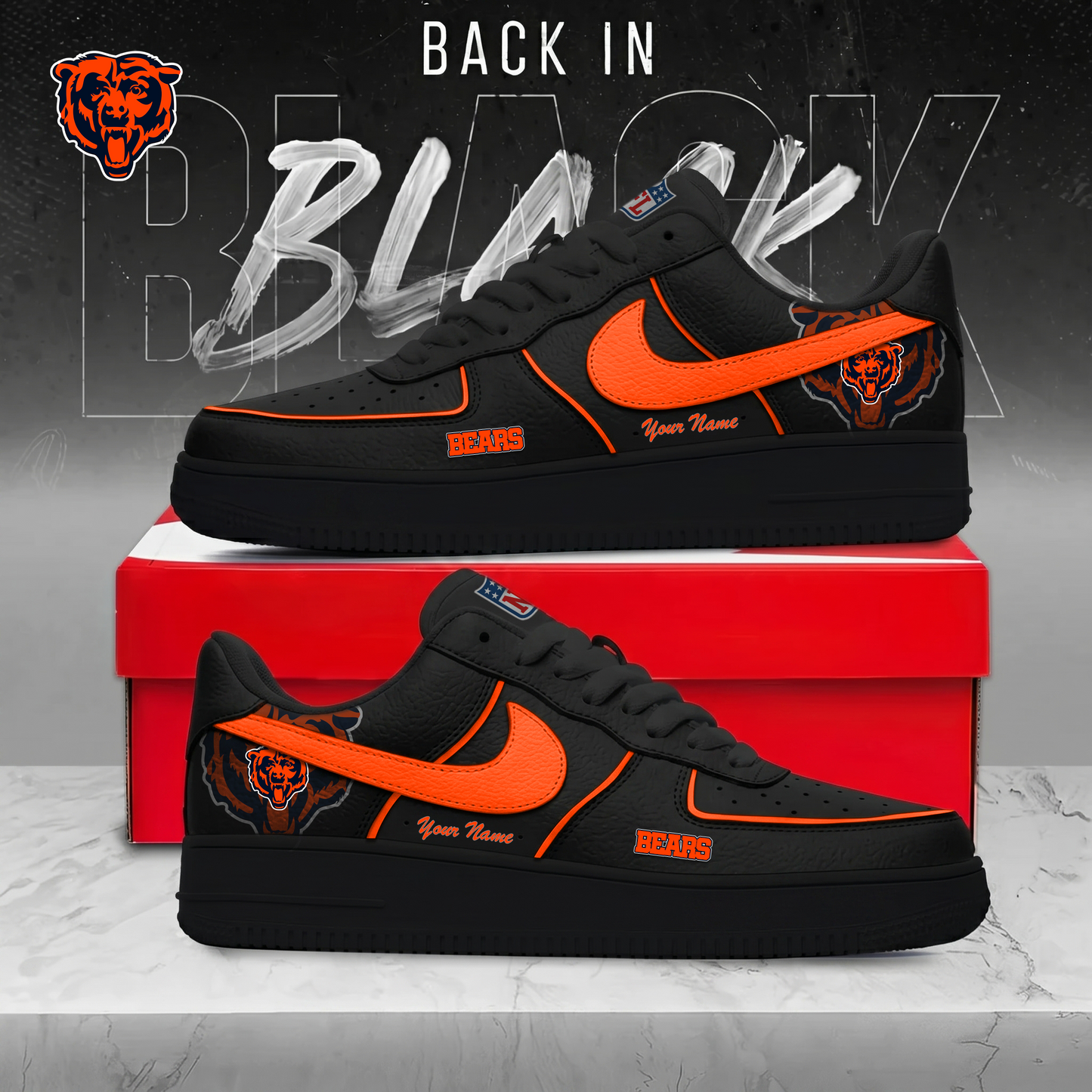 CHI x NFL Back In Black AF1 Sneakers 250626