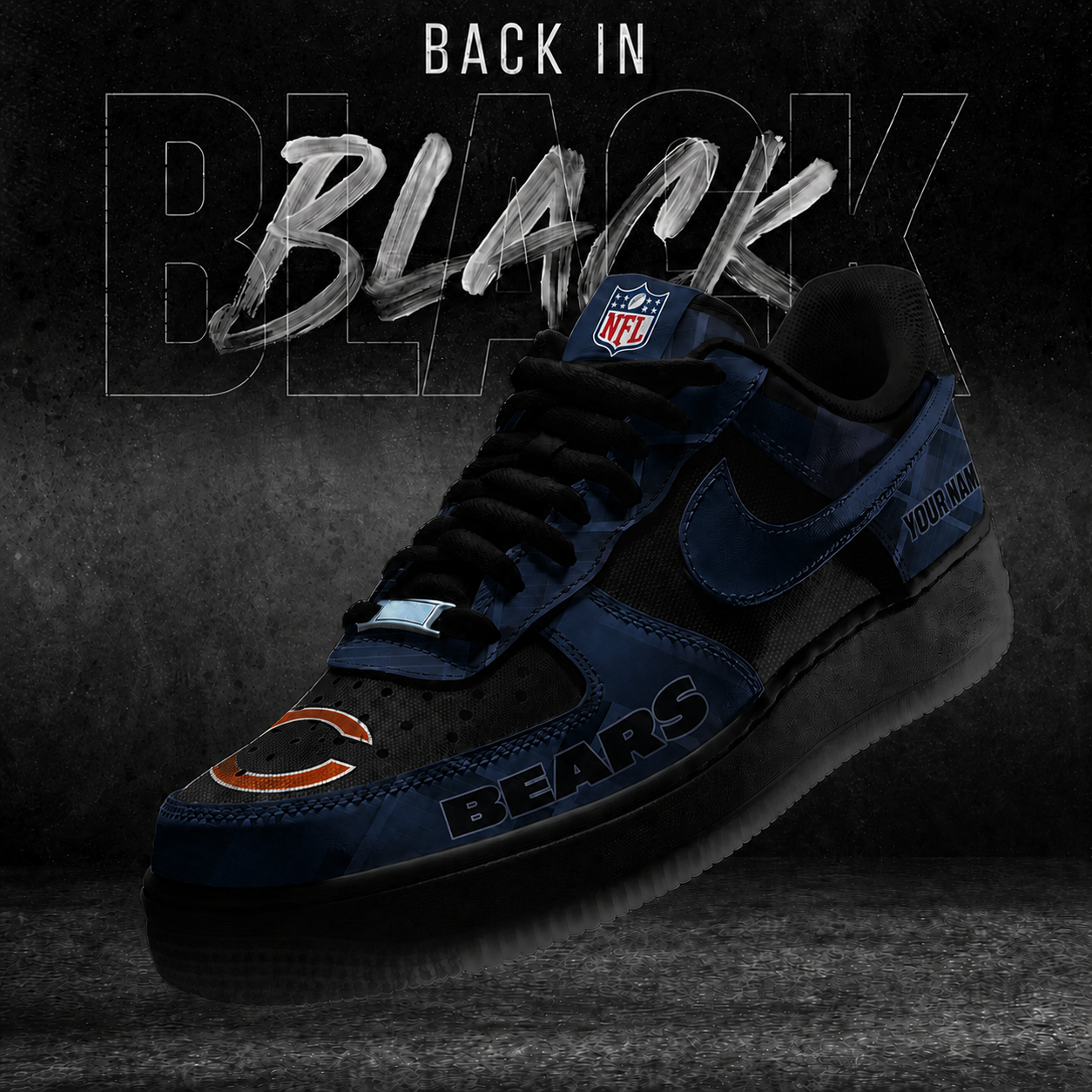 CHI x NFL Back In Black V2 AF1 Sneakers 270626