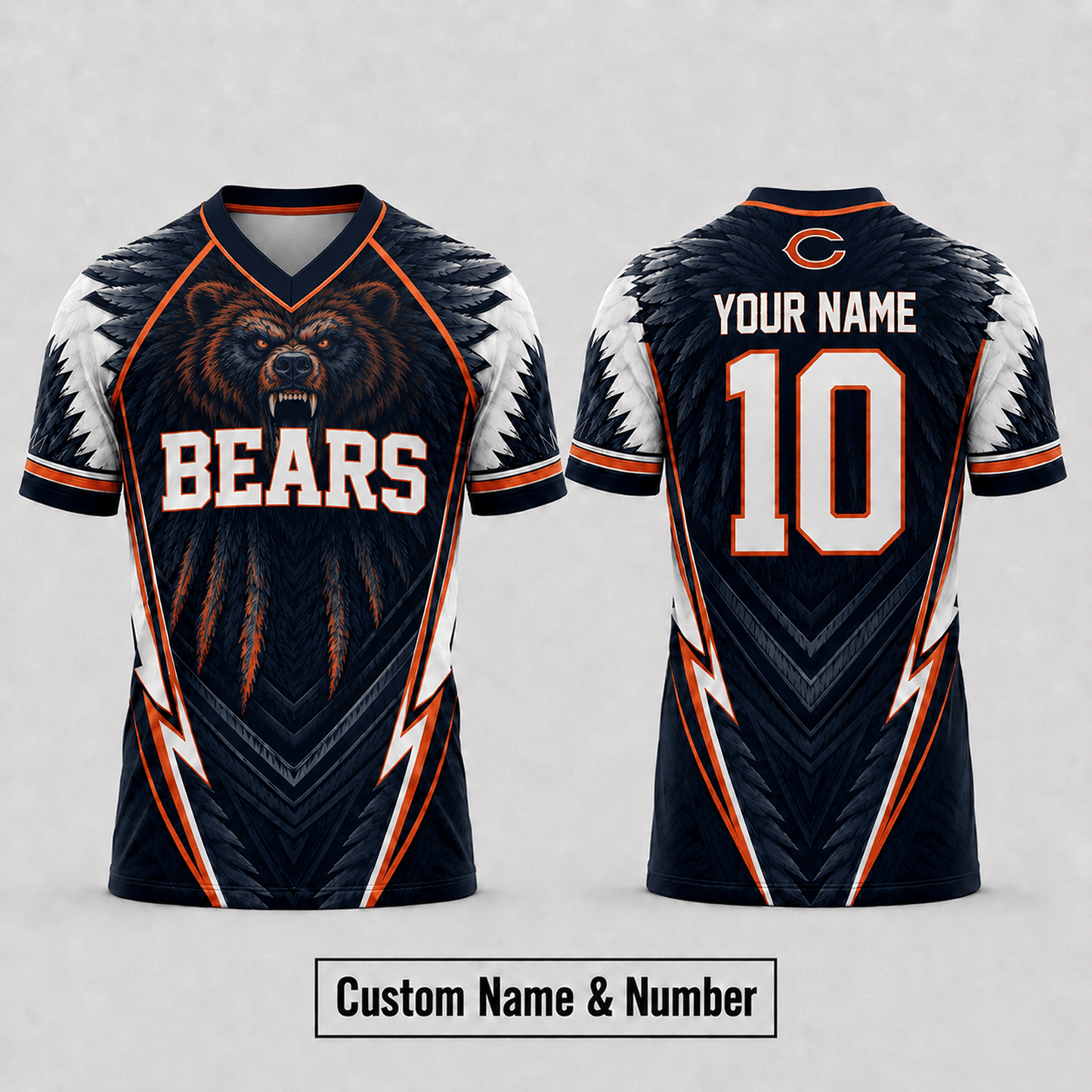 CHI x NFL Premium Custom Name And Number Jersey For Fierce Football Fans