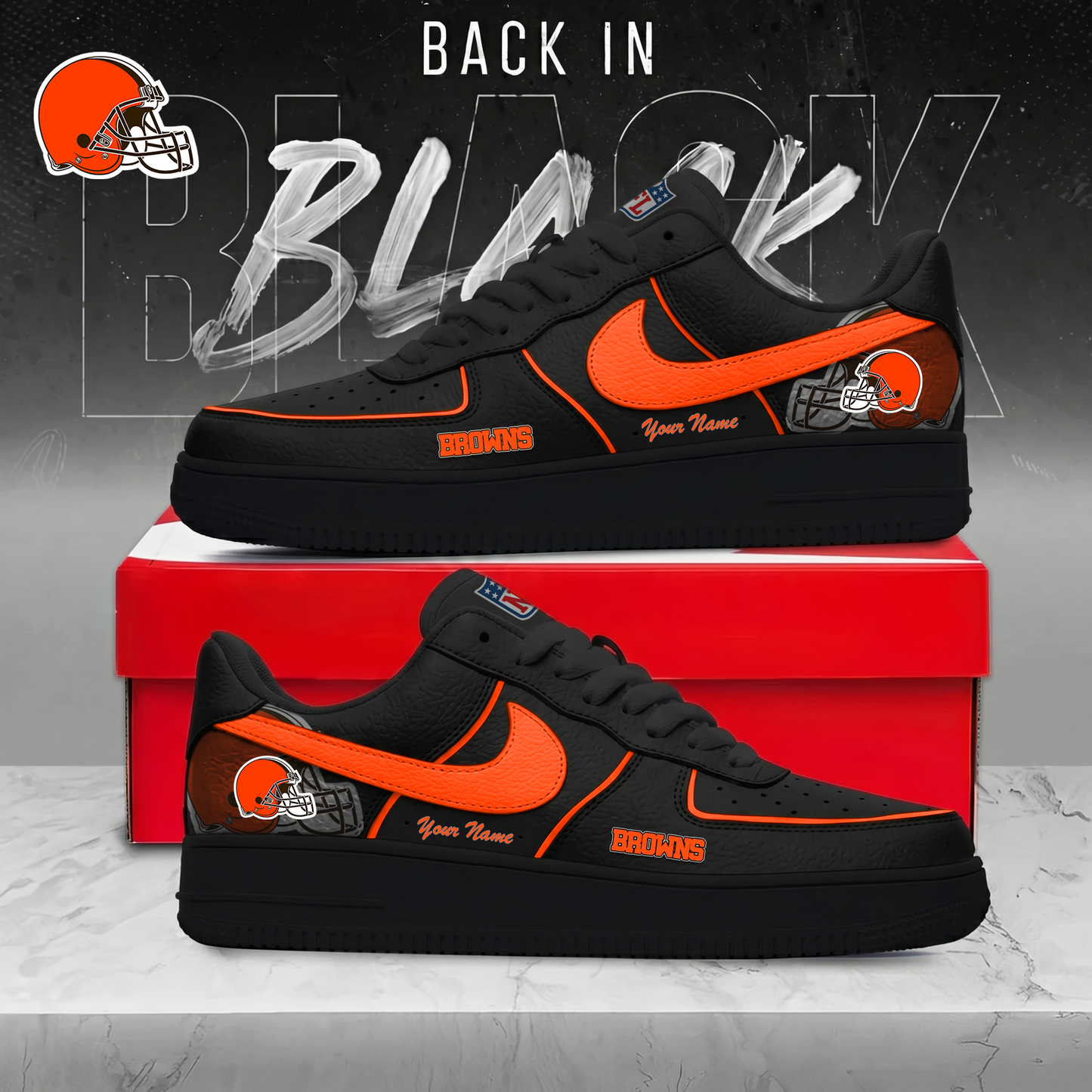 CLE x NFL Back In Black AF1 Sneakers 250626