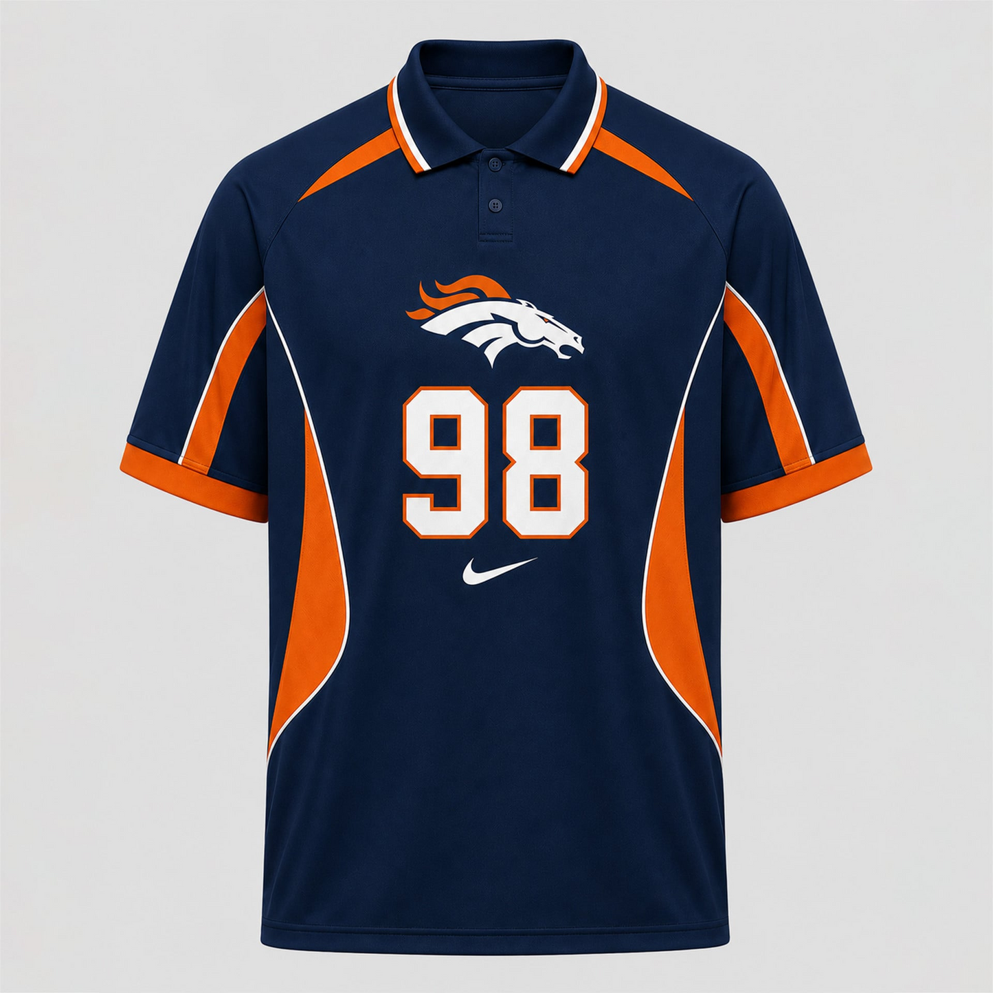 DEN Premium NFL Custom Number Sports Style Polo Shirt 2406
