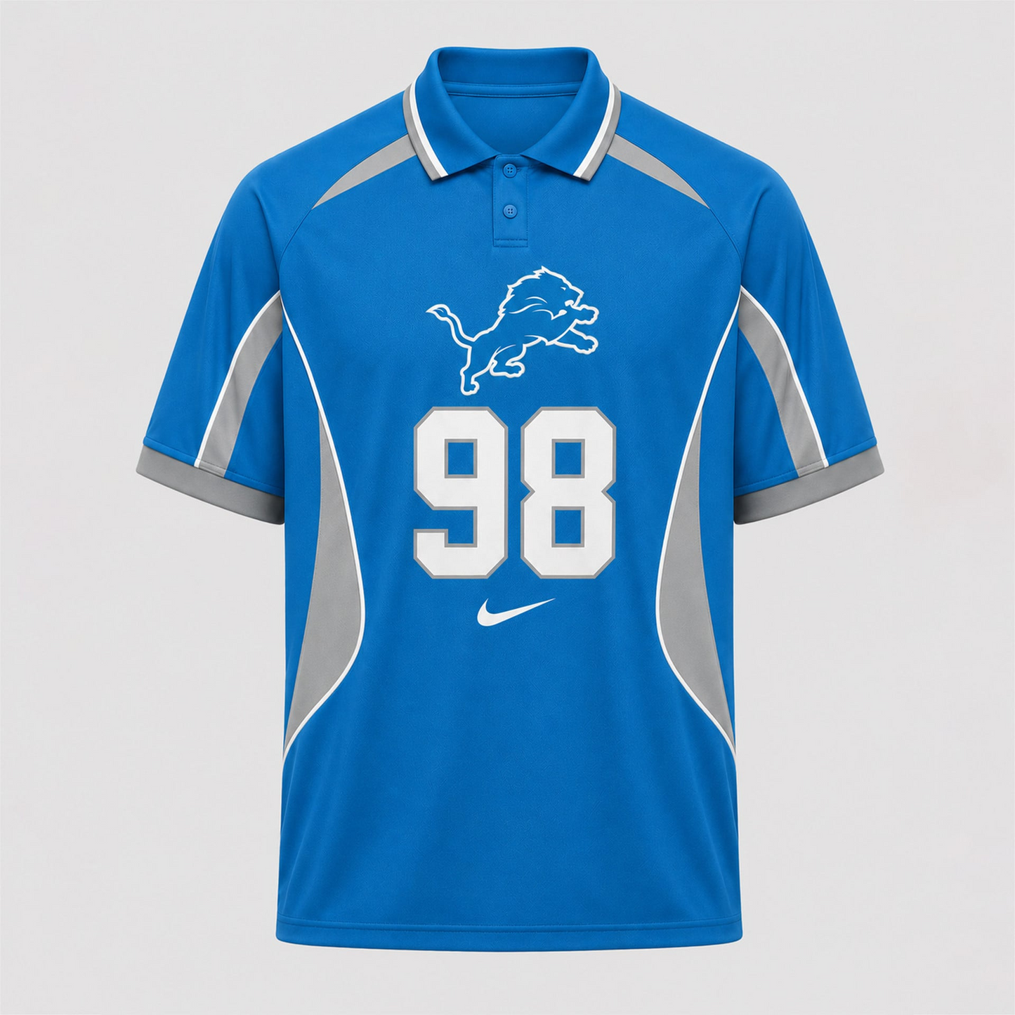 DET Premium NFL Custom Number Sports Style Polo Shirt 2406