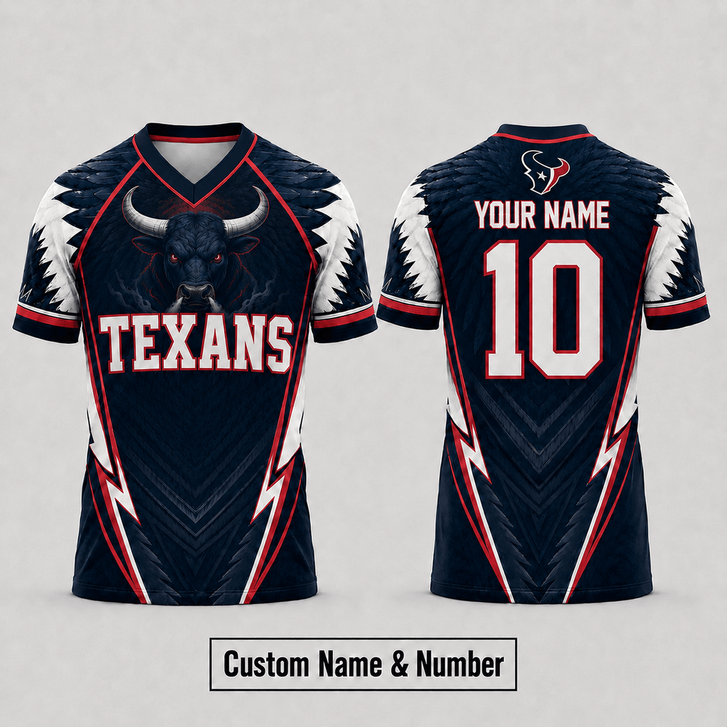 HOU x NFL Premium Custom Name And Number Jersey For Fierce Football Fans