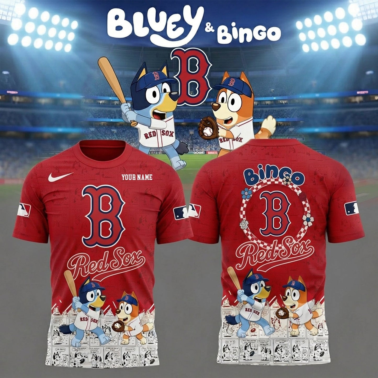 PREMIUM MLB X BRS Bluey & Bingo Comic Shirt NDT NHM 260526