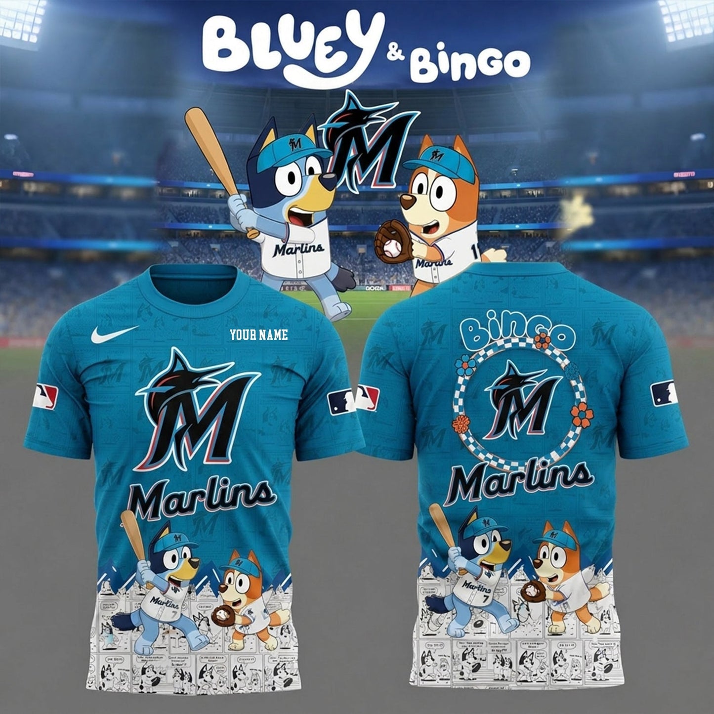 PREMIUM MLB X MM Bluey & Bingo Comic Shirt NDT NHM 260526