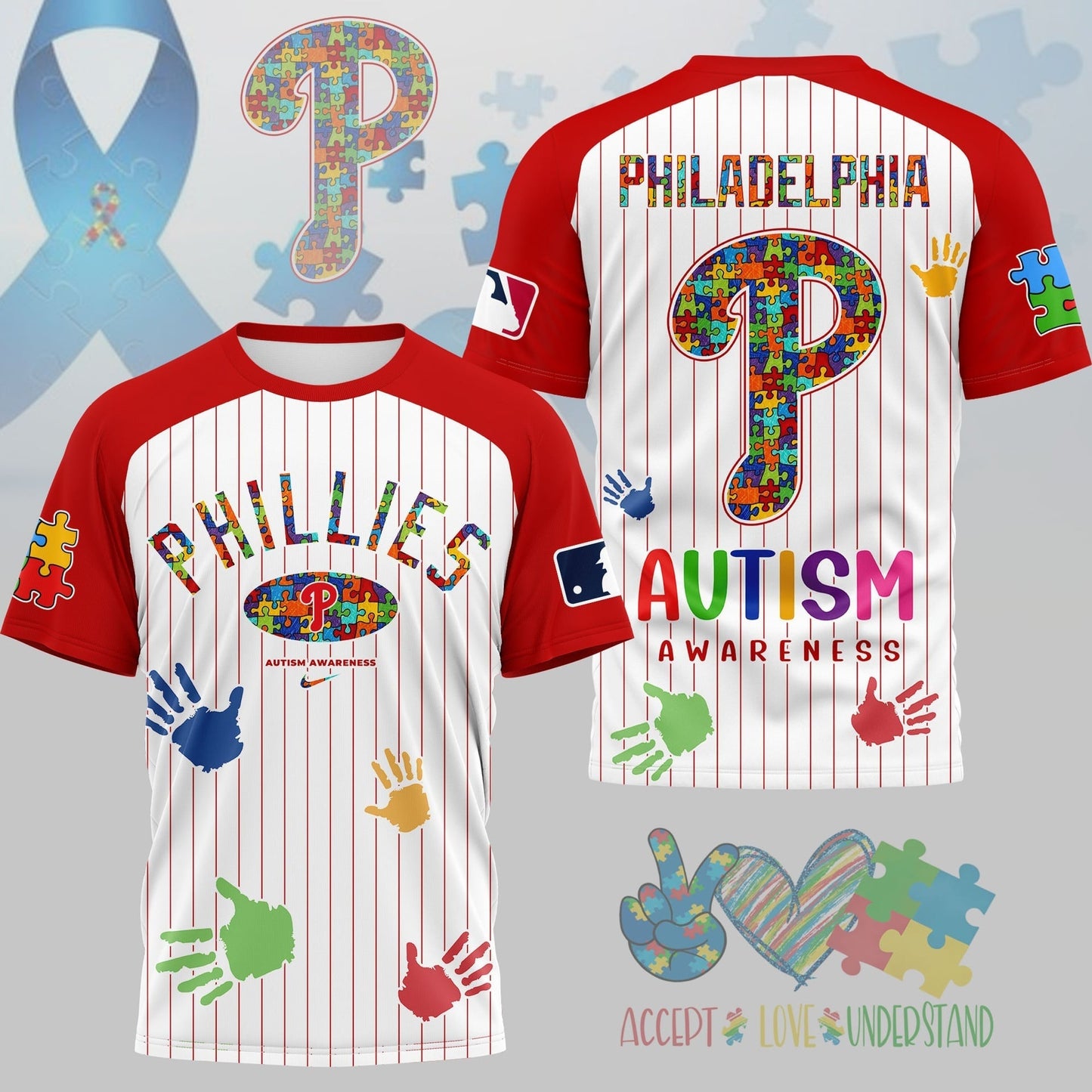 PREMIUM MLB X PHI Autism Support 3D Shirt Limited Editions NDT NHM 080426