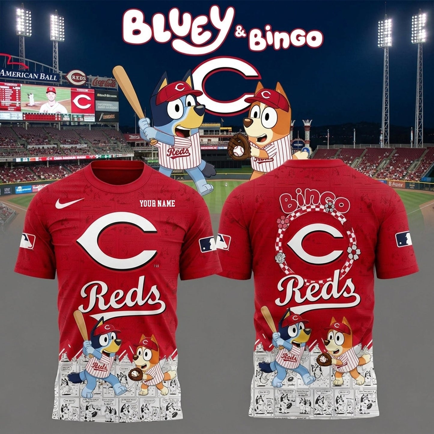 PREMIUM MLB X RED Bluey & Bingo Comic Shirt NDT NHM 260526