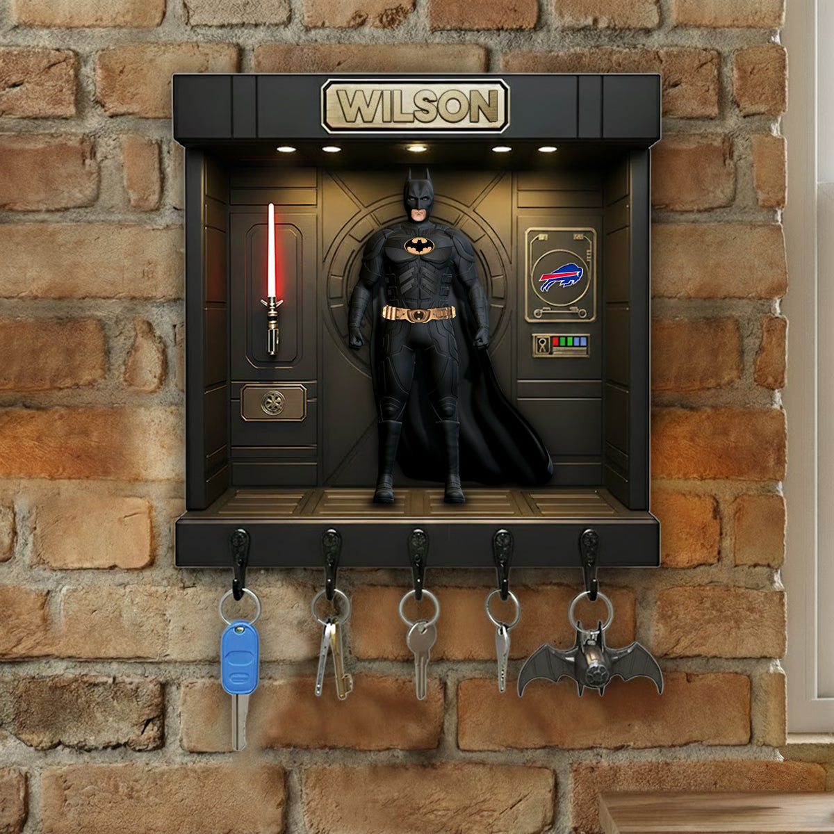 PREMIUM NFL BUF X BATMAN Wood Key Hanger - Personalized Gifts For Cosmic Lovers NDT NHM