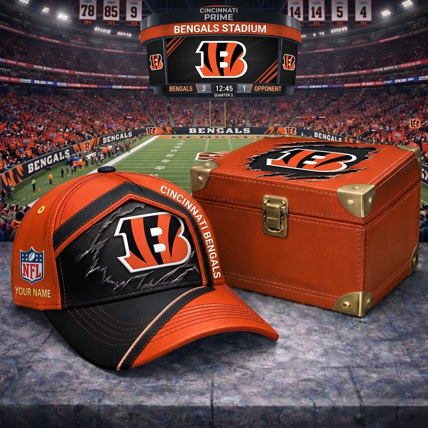 PREMIUM NFL X CIN CRACK CUSTOME NAME HAT LIMITED EDITIONS NDT VHM 220426