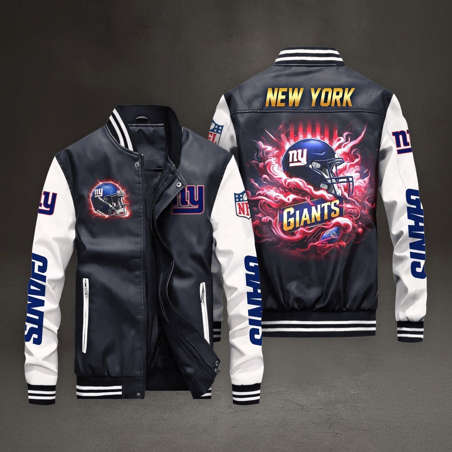 PREMIUM NFL X NYG LEATHER BOMBER JACKET NDT NHM