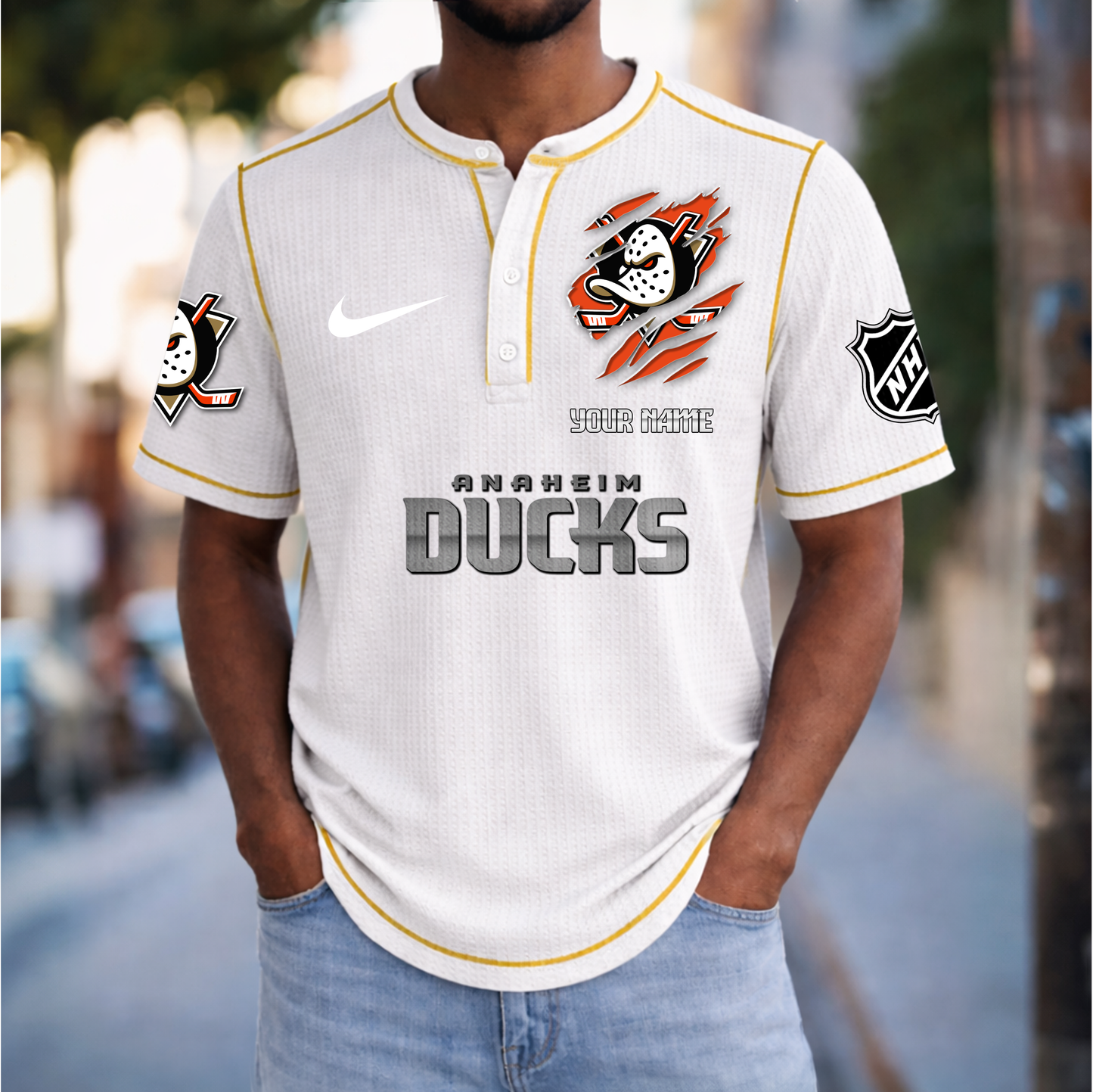 PREMIUM NHL X AD Crew neck button Henry Shirt Limited Editions NDT VHM 20426