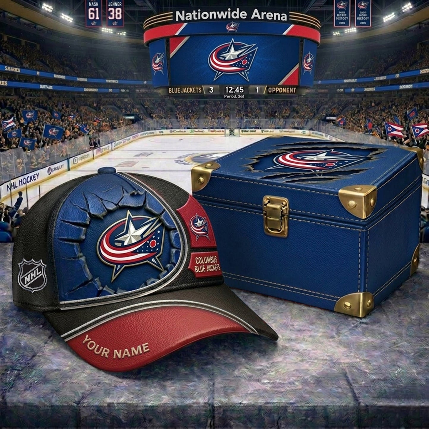 PREMIUM NHL X CBJ CRACK CUSTOM NAME HAT V303 NDT NHM 150526