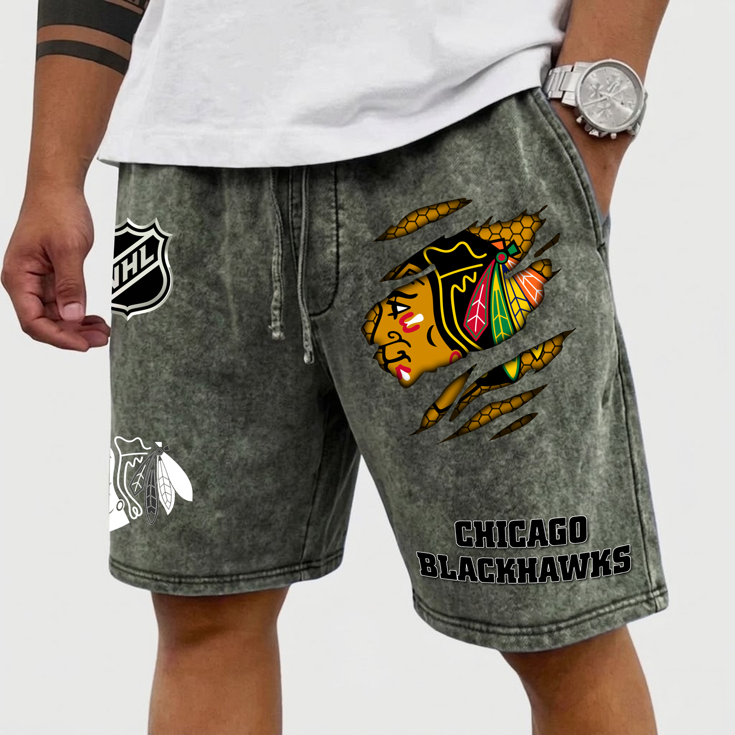 PREMIUM NHL X CHI WASH SHORTS FOR SUMMER HOLIDAY NDT VHM 070426