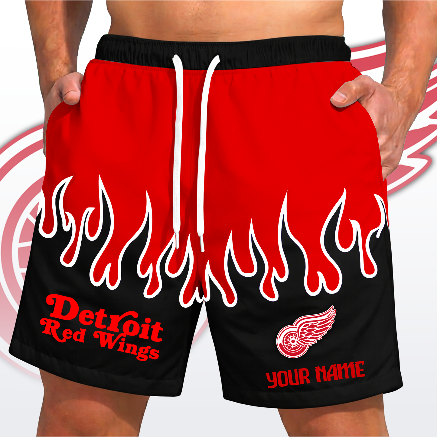PREMIUM NHL X DRW Fire Flame Short Pants Custom Name Limited Edition NDT VHM 200426