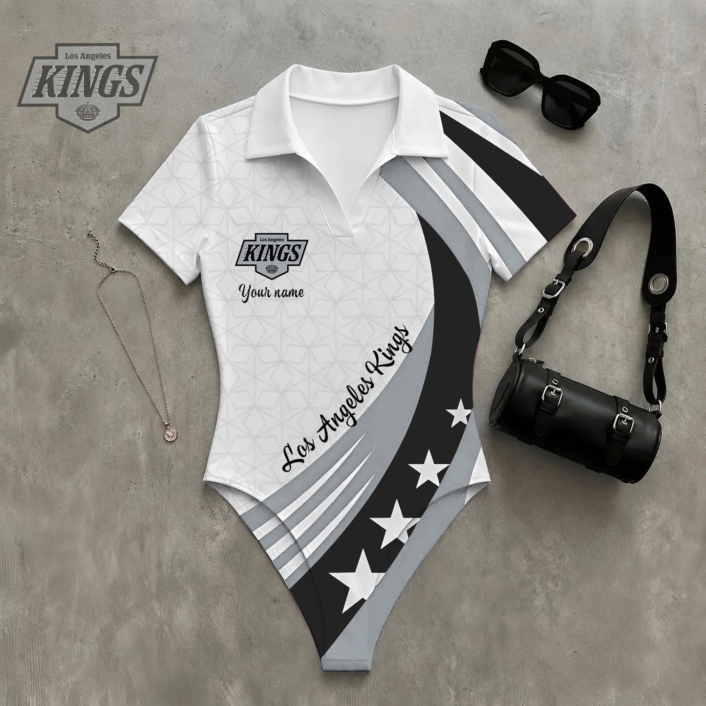 PREMIUM NHL X LAK Women�???s Slim-Fit V-Neck Polo Bodysuit NDT NHM 270526