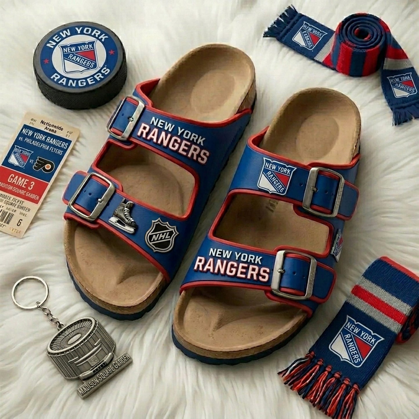 PREMIUM NHL X NYR Birken-Inspired Double-Strap Sandals For Summer Holiday V3 NDT NHM 180526