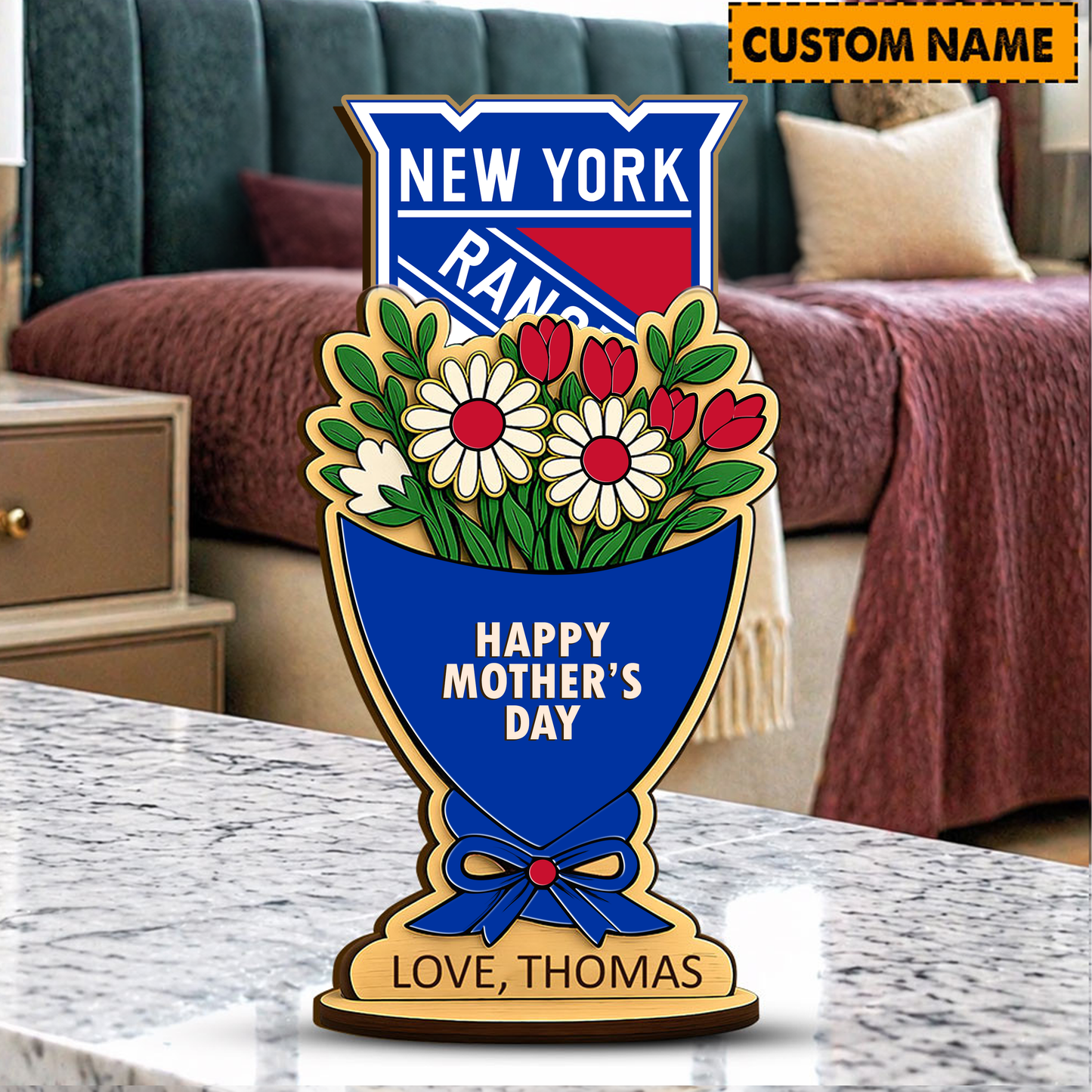 PREMIUM NHL X NYR Custom Name Happy Mother's Day Wooden Plaque Gifts For Fan NDT VHM 170426