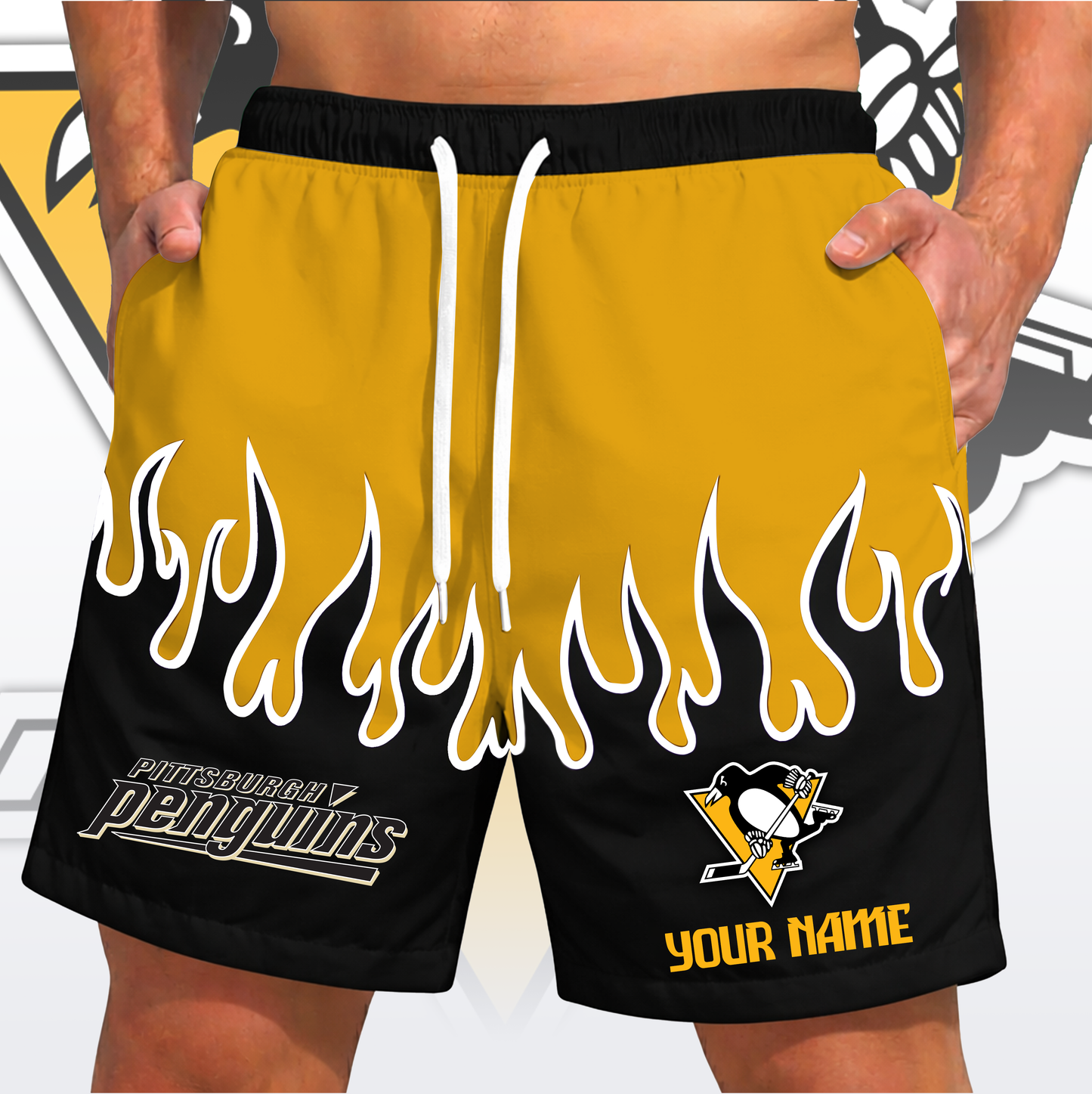 PREMIUM NHL X PP Fire Flame Short Pants Custom Name Limited Edition NDT VHM 200426