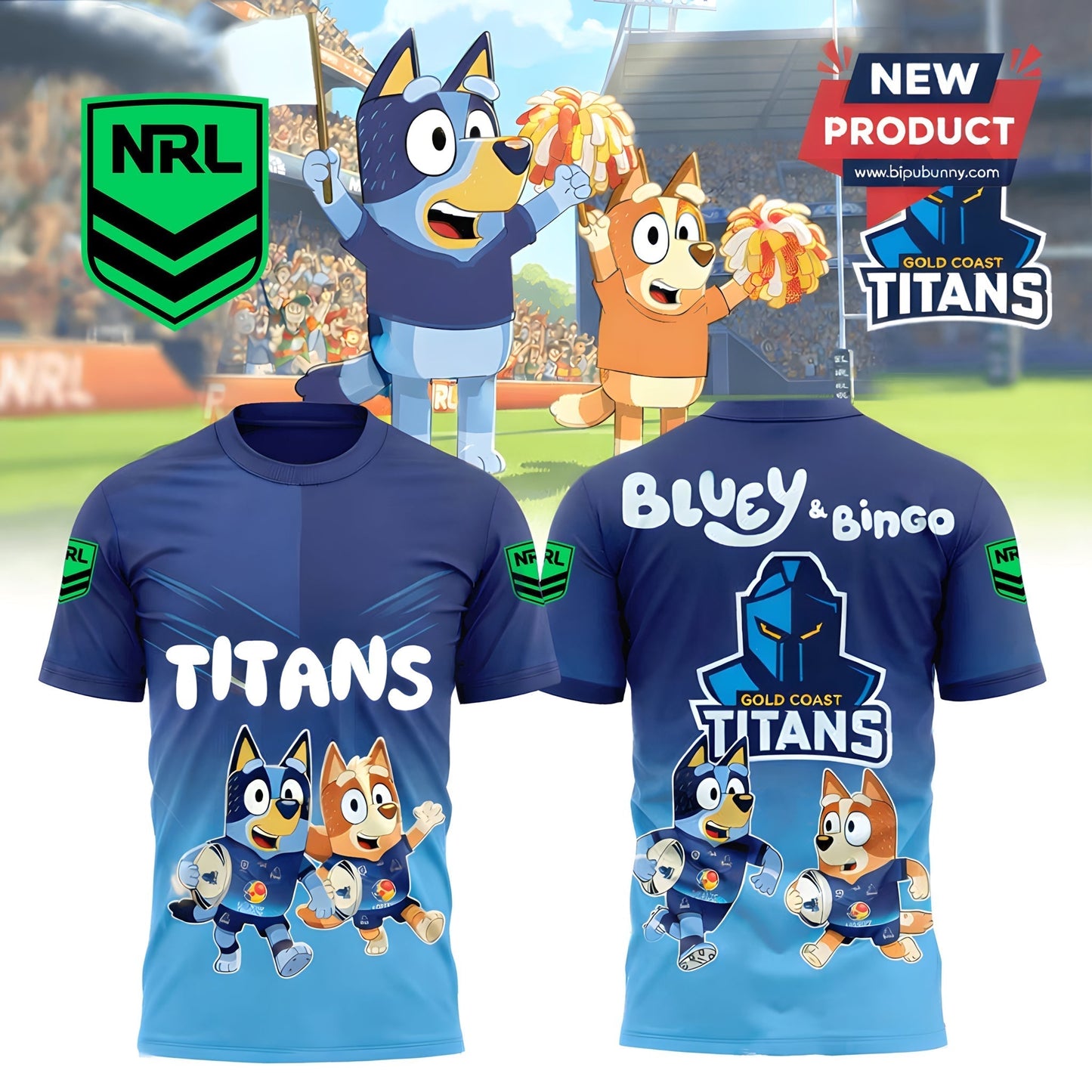 PREMIUM NRL X GCT Bluey & Bingo POLO SHIRT ’??? Limited 2026 NDT LVH