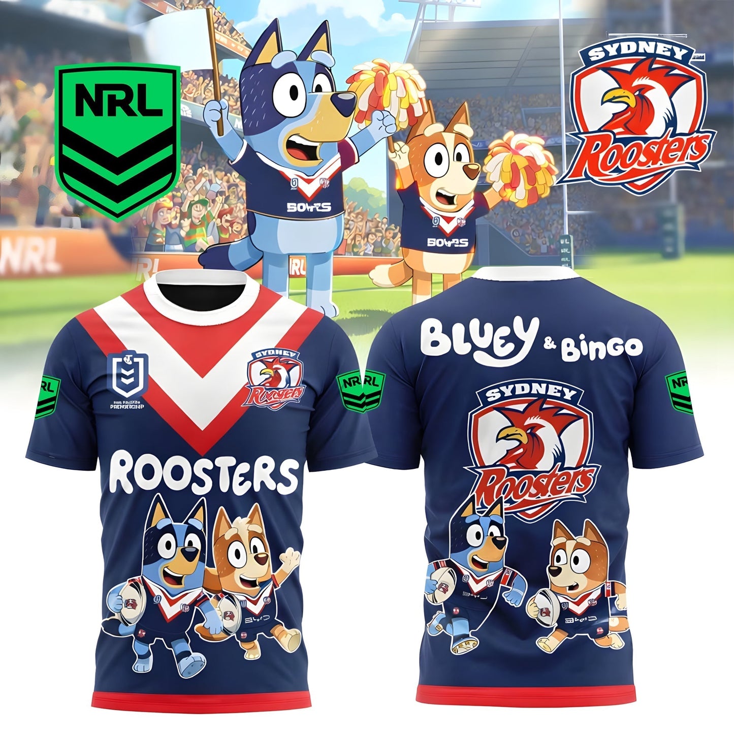 PREMIUM NRL X SR Bluey & Bingo POLO SHIRT ’??? Limited 2026 NDT LVH