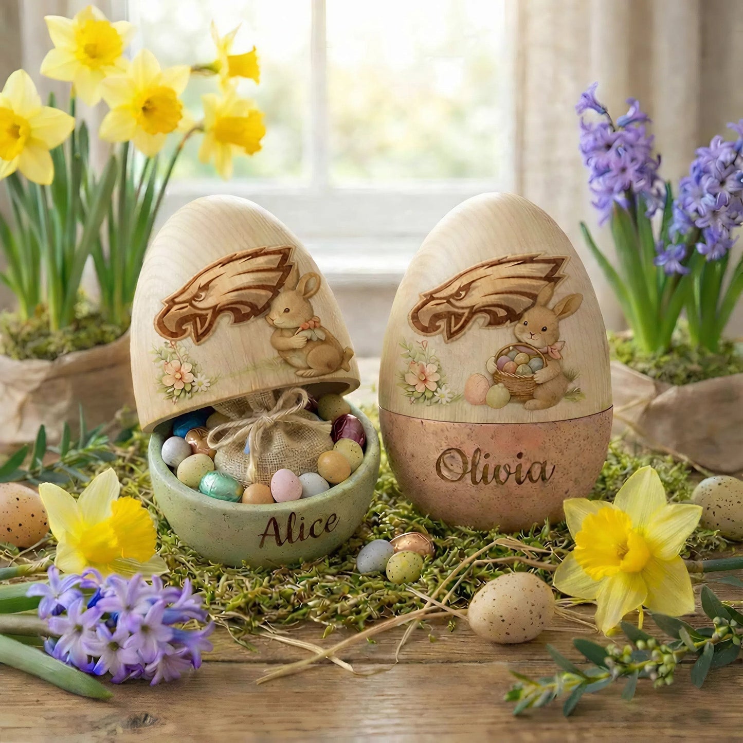 PREMIUM ?‹¨«????‹¨«???‹¨«?? X PHI Personalized Hollow Wooden Easter Egg NDT NHM 270226