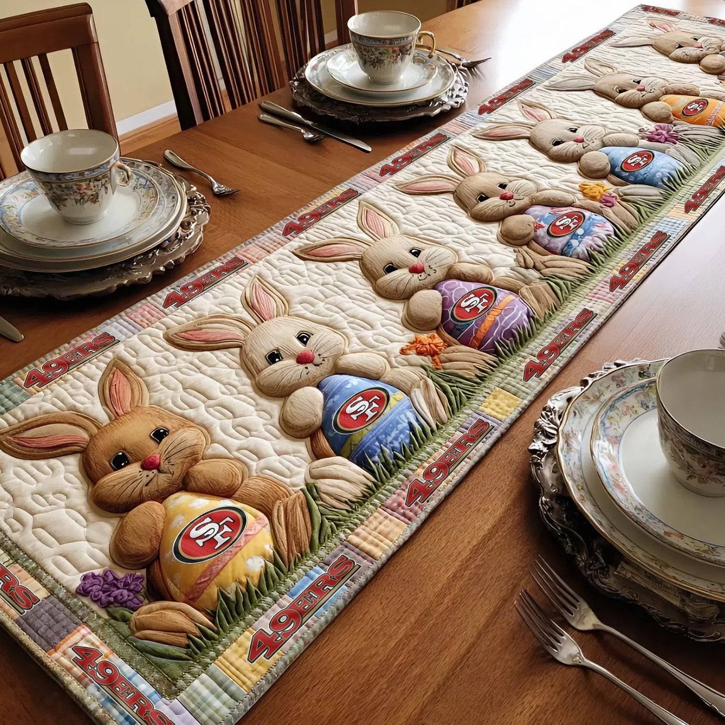 PREMIUM SF49 X CLASSIC EASTER QUILTED TABLE RUNNER NDT NHM 270226
