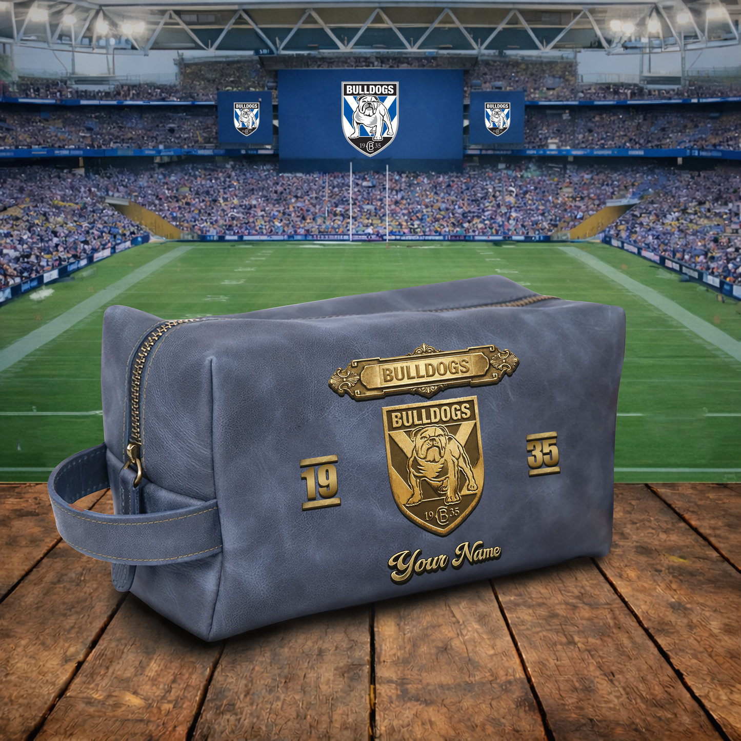 PREMIUM NRL X CBB 3D EMBOSSED LEATHER TOILETRY BAG Limited Edition NDT VHM