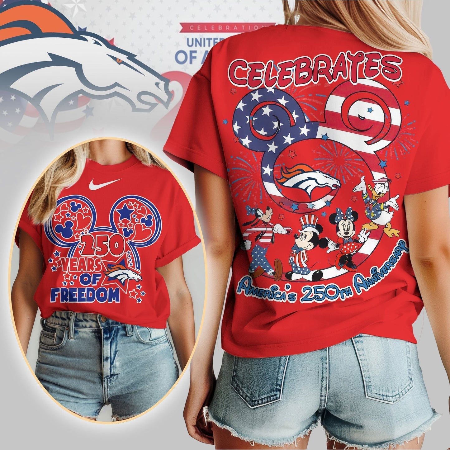 Premium NFL X DB Mouse Celebrates America 250th Anniversary Women Shirt NDT LVH
