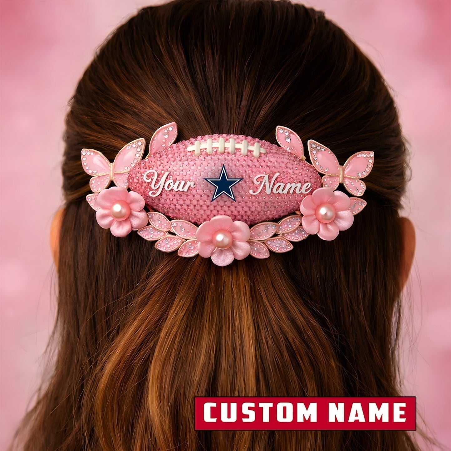Premium NFL x Dallas Cowboys Personalized Women's Hair Pin - Valentine Edition NDT LVH