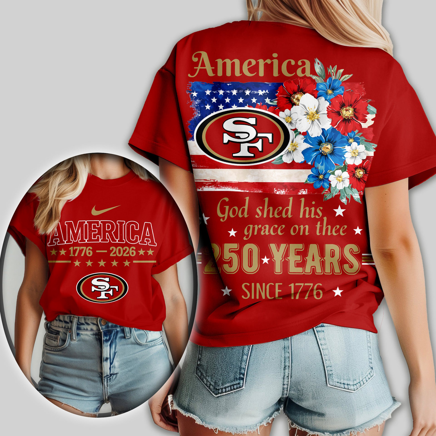 Premium NFL x SF America God Shed His Grace On Thee Women Shirt NDT VHM