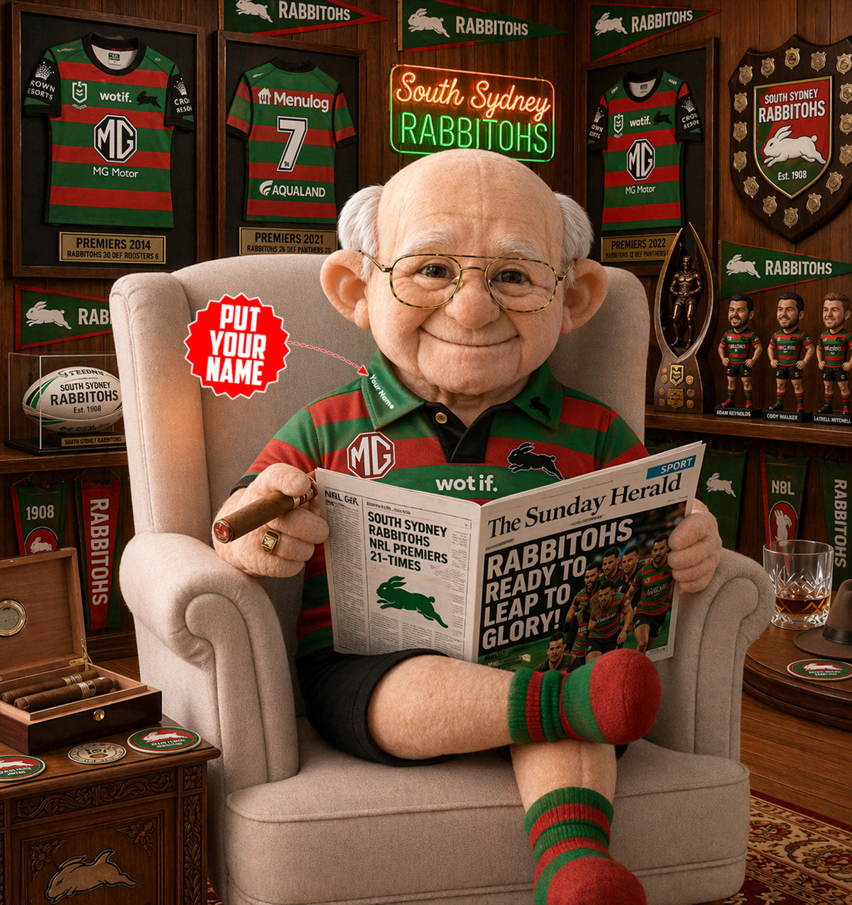Premium NRL X SSR Heritage Custome name Grandpa Collectible Plush NDT LVH 210426