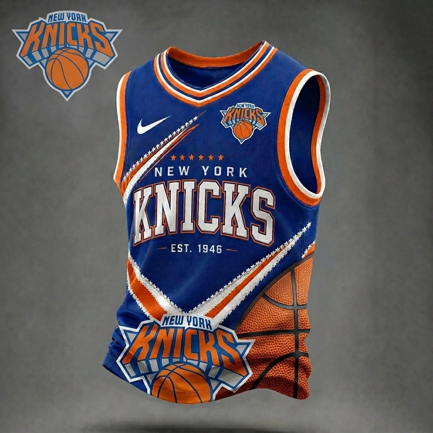 Premium NBA X NYK Game Day V-neck Tank Top Shirt NDT NHM 050626