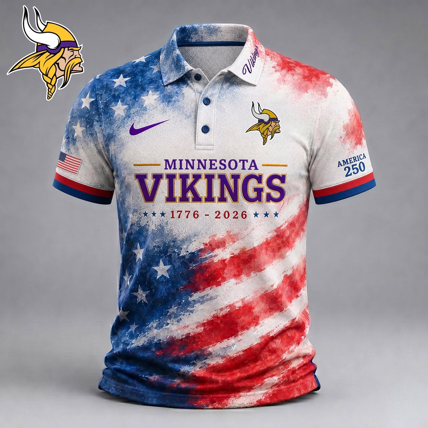 Premium NFL x MIN 250 Years Of Freedom Polo Shirt NDT NHM 150626
