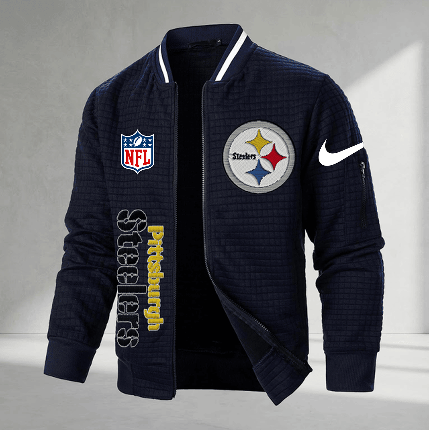 Premium NFL x PIT Men‹¨«???s Waffle Plaid Cardigan NDT VHM 160126