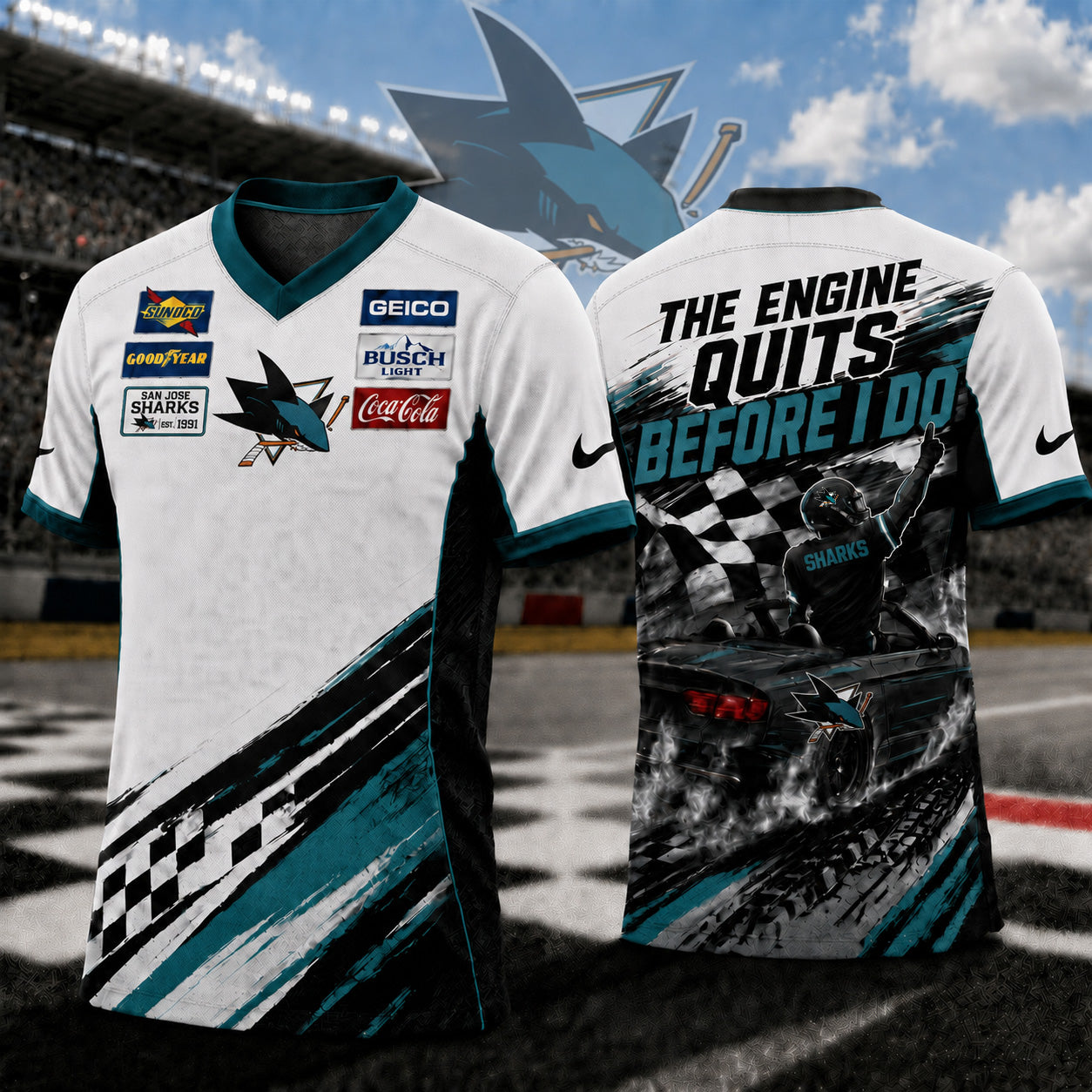 Premium NHL X SJS Speedway NASCAR Fan Jersey Shirt NDT NTN 180526