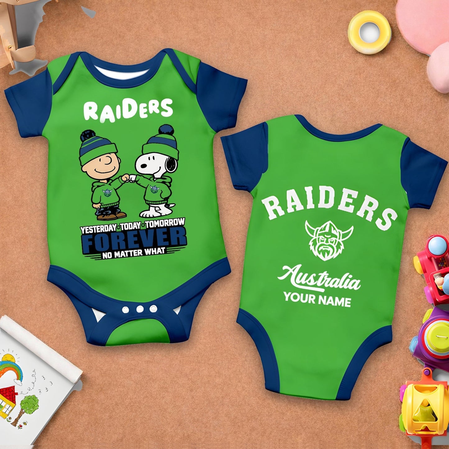Premium NRL x CR New Baby Romper Peanuts Custom Name For Kids NDT LVH 110326