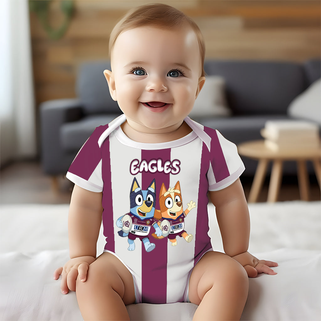 Premium NRL X MSE Bluey & Bingo Baby Romper Custom Name For Kids V4 NDT LVH 230326