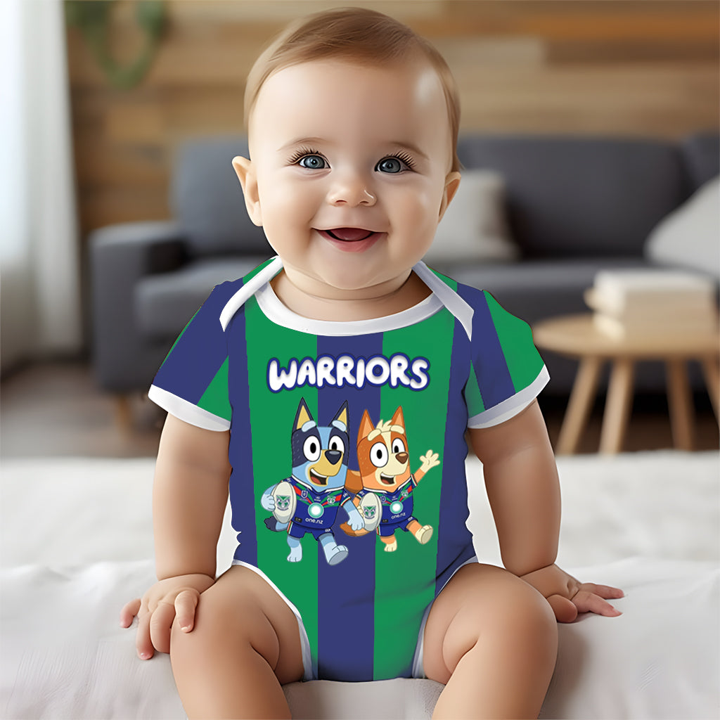 Premium NRL X WAR Bluey & Bingo Baby Romper Custom Name For Kids V4 NDT LVH 230326