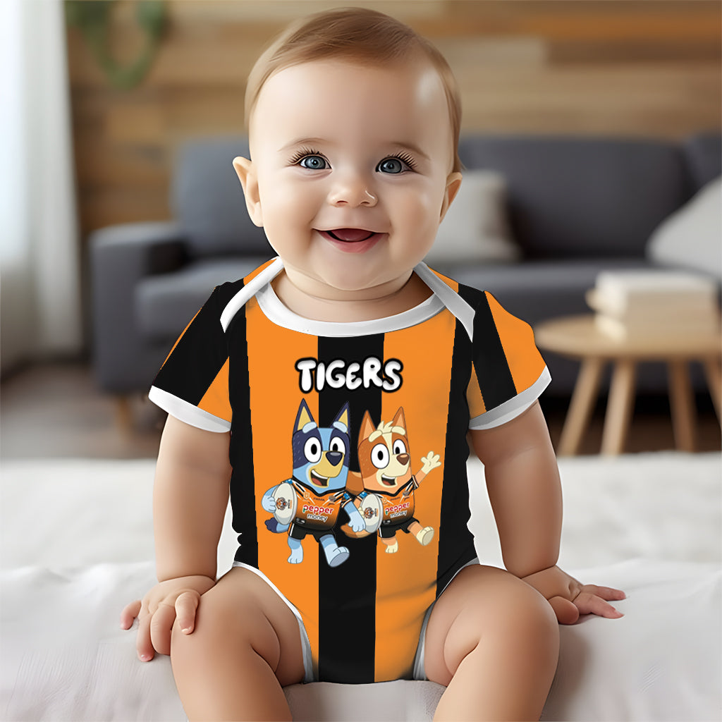 Premium NRL X WT Bluey & Bingo Baby Romper Custom Name For Kids V4 NDT LVH 230326