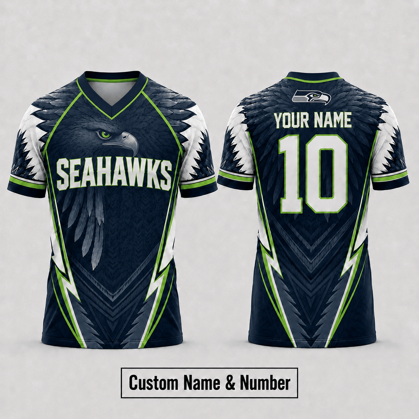 SEA x NFL Premium Custom Name And Number Jersey For Fierce Football Fans