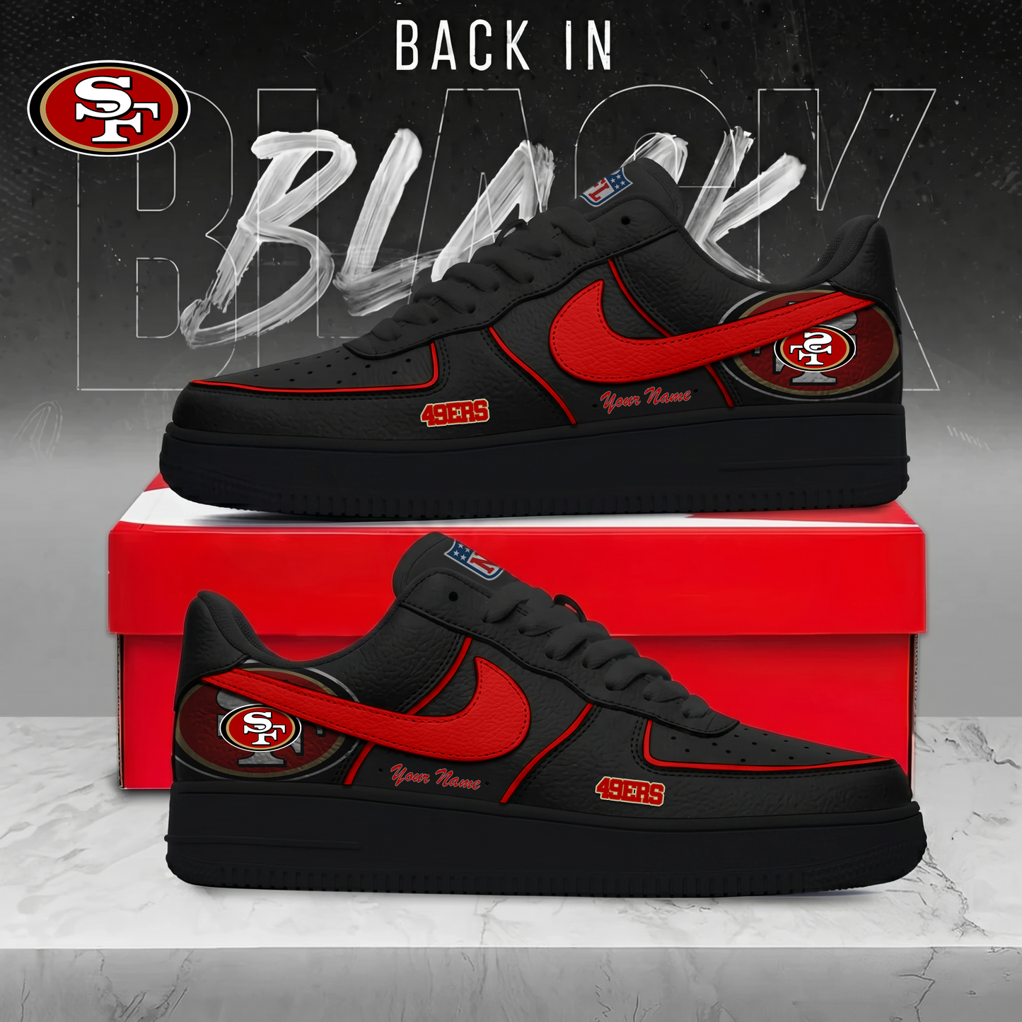 SF49 x NFL Back In Black AF1 Sneakers 250626