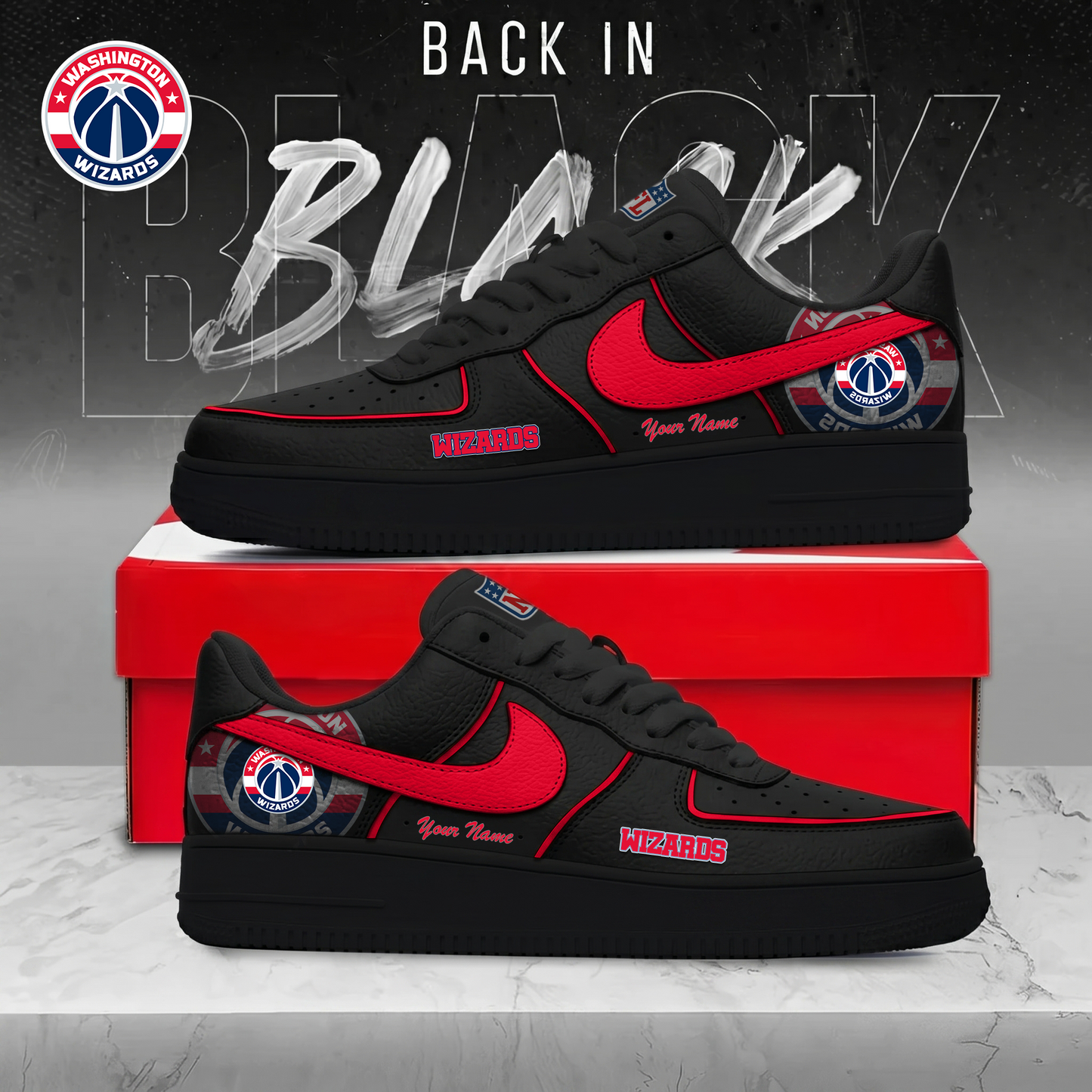 WW x NBA Back In Black AF1 Sneakers 270626