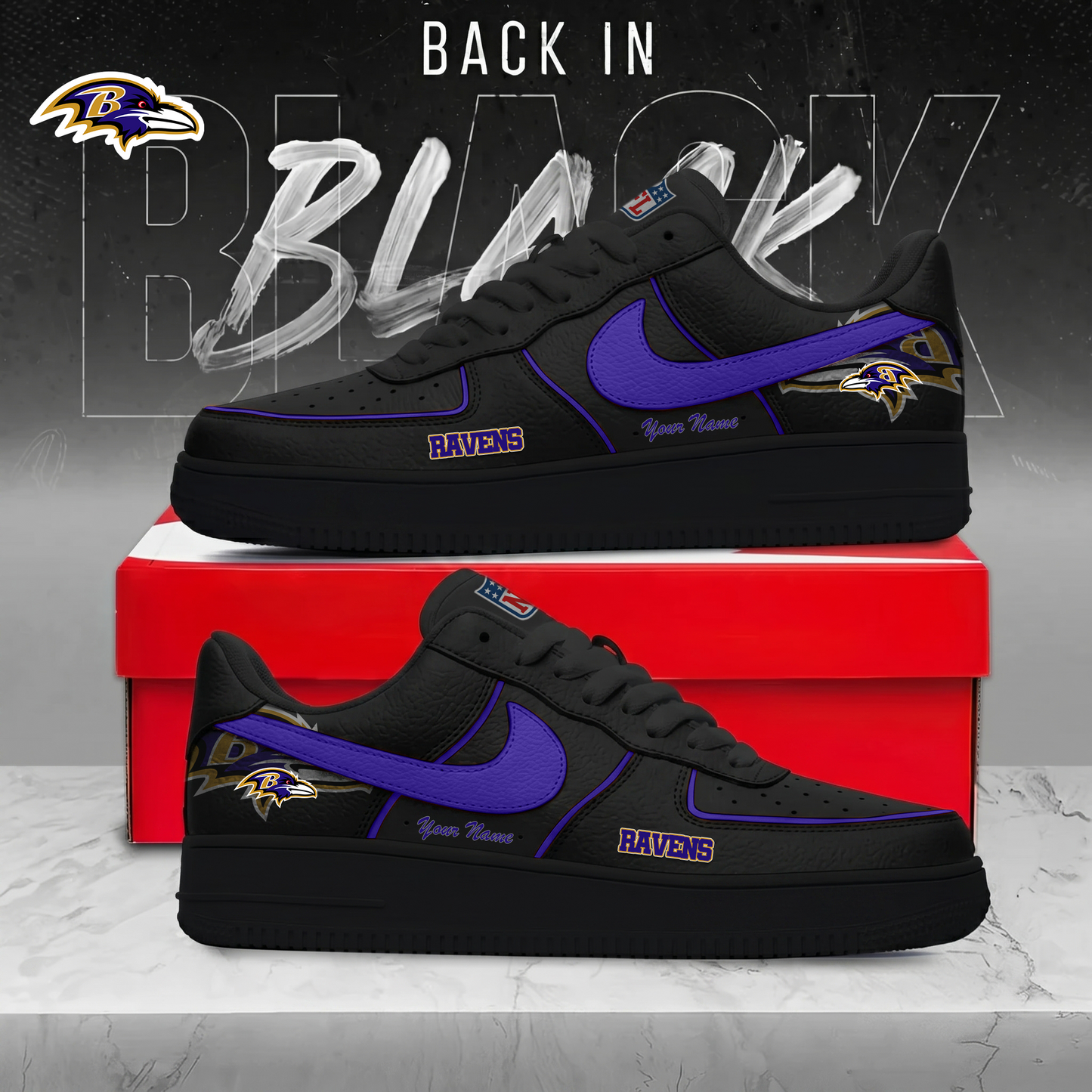 BR x NFL Back In Black AF1 Sneakers 250626