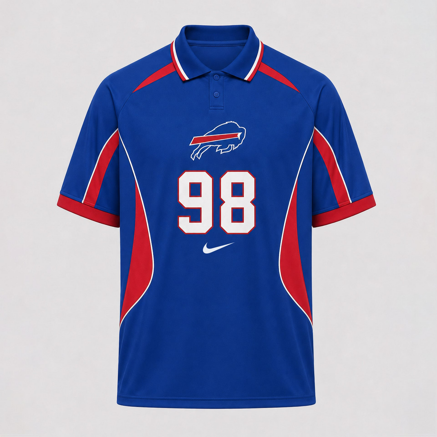 BUF Premium NFL Custom Number Sports Style Polo Shirt 2406