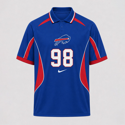 BUF Premium NFL Custom Number Sports Style Polo Shirt 2406