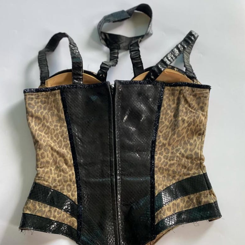 Brown Python-Effect Animalier Corset With Front Laces