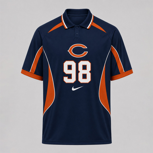 CHI Premium NFL Custom Number Sports Style Polo Shirt 2406