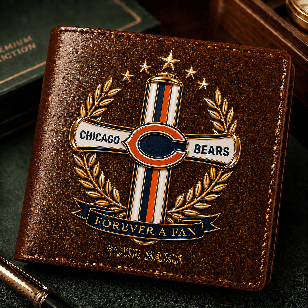CHI x NFL Cross Men Leather Wallet Custom Any Name Gifts 220626