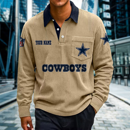 DAL X Premium NFL Corduroy color-blocked long-sleeved shirt NDT NHT